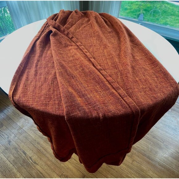 Vintage 70s pleated curtain, burnt orange/brick red thick woven, single panel - Picture 5 of 10